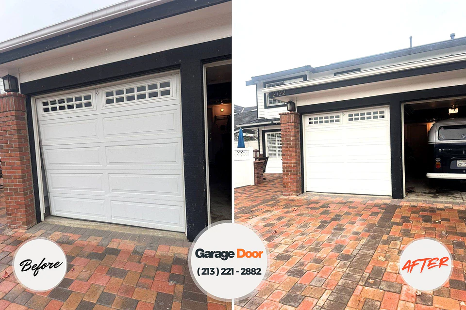 Before and after: garage door repair Princeton Meadows, NJ